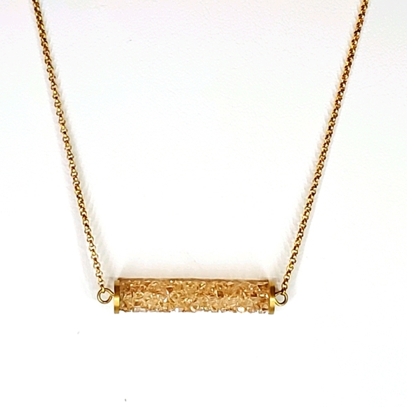 Gold Crystal Bar Necklace - Picture 2 of 4